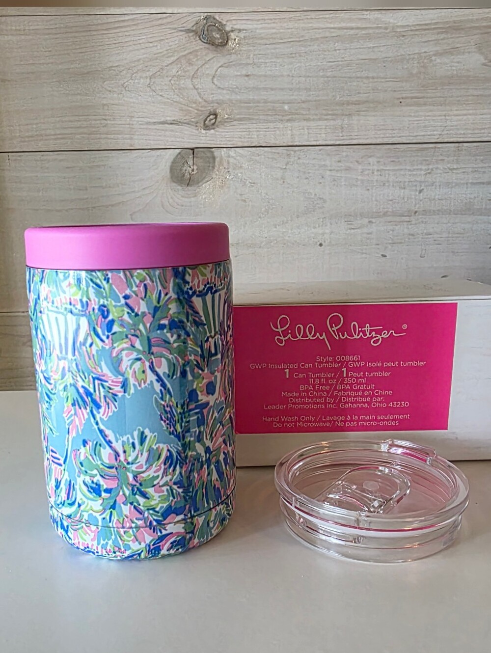 NWT Lilly Pulitzer Insulated Can Tumbler Blue Ibiza Cabana Cocktail